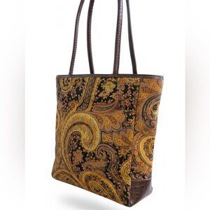Vintage Bueno Brown and Gold Paisley Tote